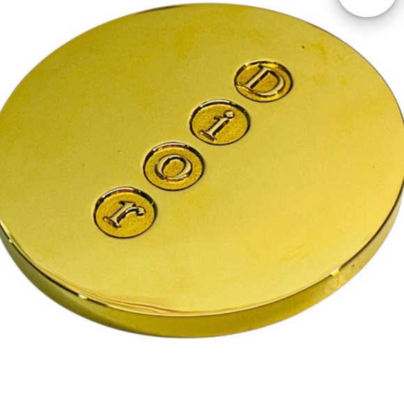 CHRISTIAN DIOR-VINTAGE 1980s GOLD-TONE VANITY POCKET MIRROR W/NAVY VELOUR POUCH - Picture 2 of 7